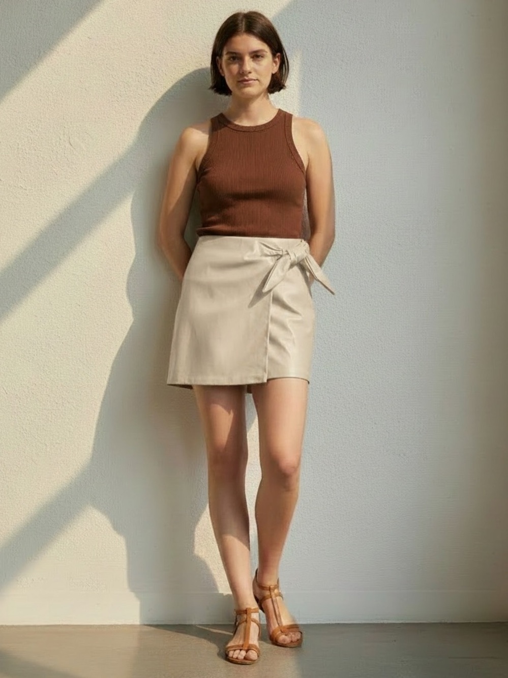 Jason Wu | Vegan Leather Wrap Mini Skirt L